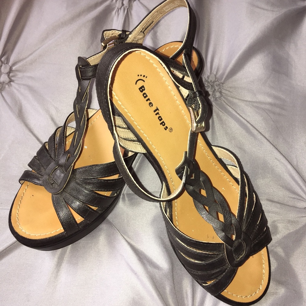 Bare Traps Black Strappy Heels